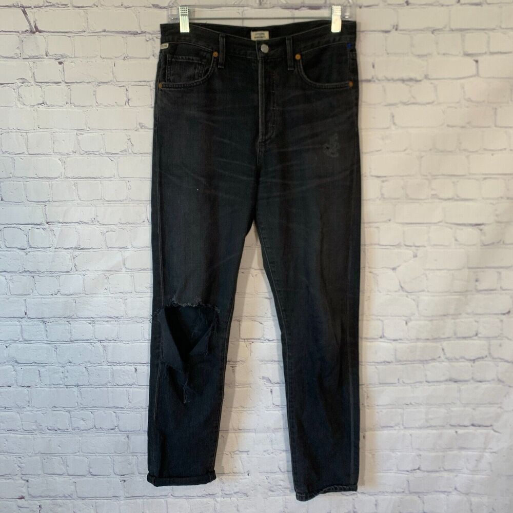 Citizens of Humanity Liya High Rise Classic Fit Crop Denim Jeans Black Size 26